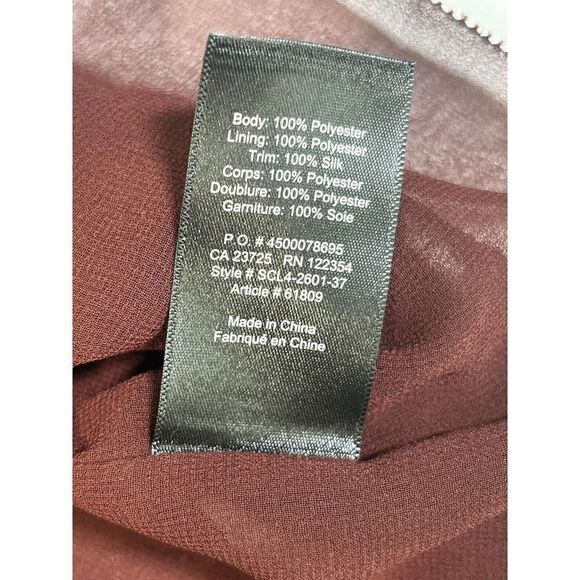 Wilfred Aritzia Chiffon Blouse Top XS Off The Shoulder Pleated Rust Brown - Picture 7 of 14